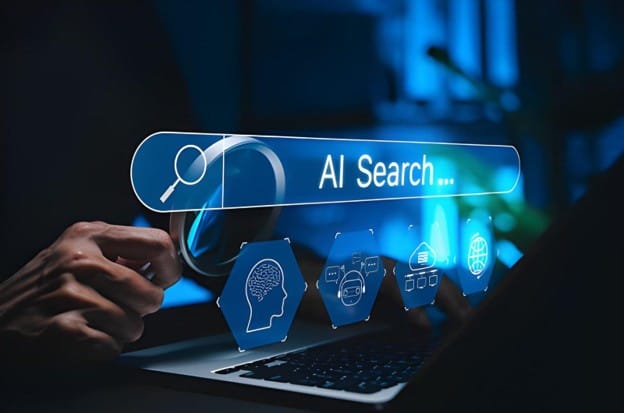 AI search interface helping businesses improve brand visibility in AI search engines